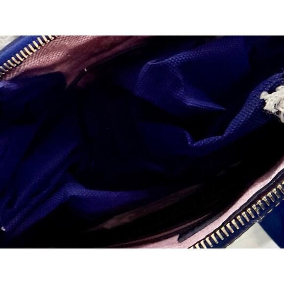 Dooney & Bourke Croco Embossed Pocket Satchel Blue NWT
